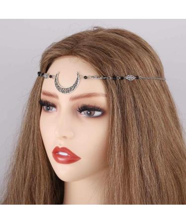 Boho Crescent Moon Crystal Headband - Silver Vintage Hair Accessories for Women - Buy Online on GoSupps.com