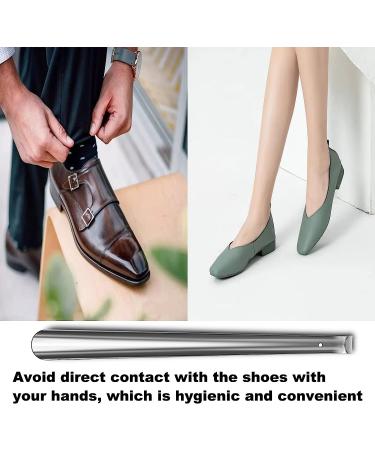 2Pcs Metal Shoe Horn Set - 16.5 Long Handle Shoehorn for Traveling & Home Use - Easy Shoe Helper for Men, Women, Kids, and Elderly - Buy Online on GoSupps.com