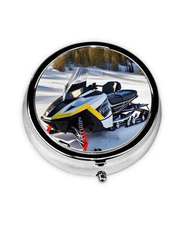 Advanced Snowmobileround Pill Box 3 Compartments Round Pill Box Organizer for Purse Or Pocket Portable Travel Pill Box