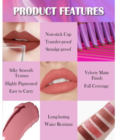  Lestpola Matte Crayon Lipstick Pencil 2-in-1 Waterproof Lip Liner Long-Lasting Non-Stick Cup Smooth Texture High Pigmentation Matte Velvet Lip Contour Makeup for Women - Buy Online on GoSupps.com