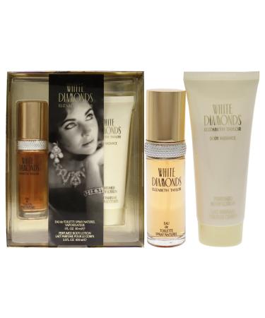 Elizabeth Taylor White Diamonds 1oz EDT Spray  3.3oz Body Lotion Women 2 Pc Gift Set