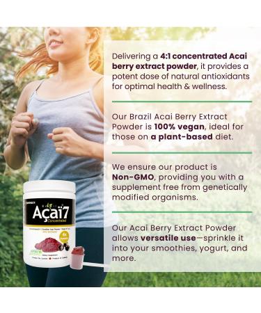 Acai7 Acai Berry Powder 4x Extra Strength - 4 000mg QCE per Scoop (124 Servings) - Provides Antioxidants Non-GMO Vegan Gluten-free Dairy-free Soy-free No Sugar (124g) - Buy Online on GoSupps.com