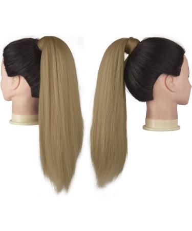 FESHFEN Blonde Straight Ponytail Extension 16 inch - Synthetic Hair Wrap Around Clip in Ponytail Hairpiece for Women and Girls - Buy Online on GoSupps.com