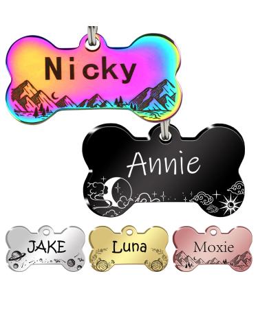 Cat Dog Engraved ID Tag, Custom Dog Tags for Pets Cat Tags Personalized Medium Large Engraved Pet Tags Pet ID Tags for Collars Dog Name Tags Personalized Engraved in Bone Shape