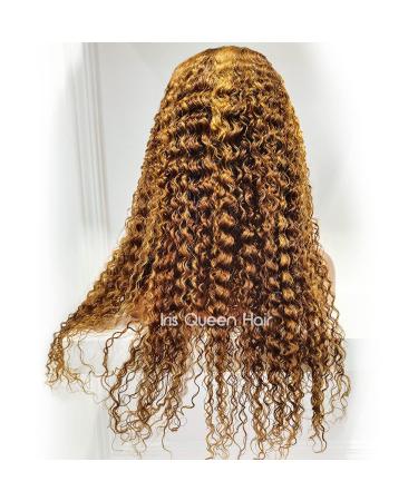 Iris Queen 24 Ombre Lace Front Wig - Curly Brazilian Human Hair, 150% Density, Honey Blonde & Brown Highlights for Black Women - Buy Online on GoSupps.com