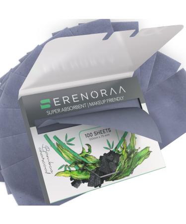 Serenoraa Oil Blotting Sheets for Face Pack of 1 (100 Wipes) - Quality Natural Bamboo Charcoal, with Extra Large Blotting Paper for oily skin to Reduce Skin Acne –Makeup Friendly, Thick & Portable