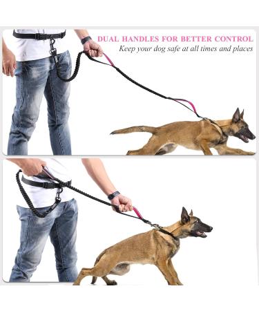 Vivaglory Free-Handed Dog Leash - Double Anti-Shock Bungees Padded Handles Reflective Waist Running Leash for Medium & Large Dogs - Black/Pink M (Fits Waist 83-147cm) - Buy Online on GoSupps.com