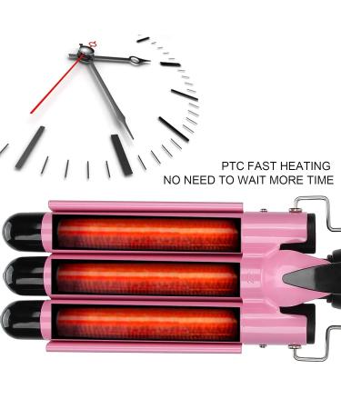 3 Barrel Hair Waver - Adjustable Temperature Crimper for Beachy Waves | Fast Heat Up | Compatible with All Hairstyles (Pink 22mm - Buy Online on GoSupps.com