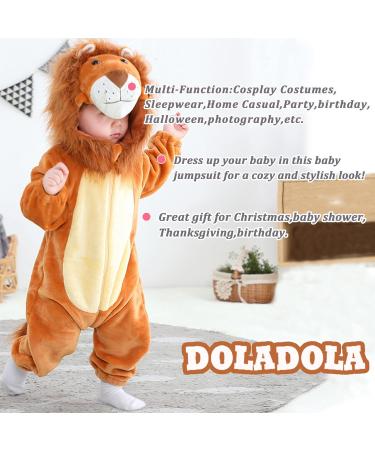 Doladola Unisex Baby Lion Flannel Romper | Spring Autumn Animal Pyjamas 2.5-3.5 Years - Buy Online on GoSupps.com
