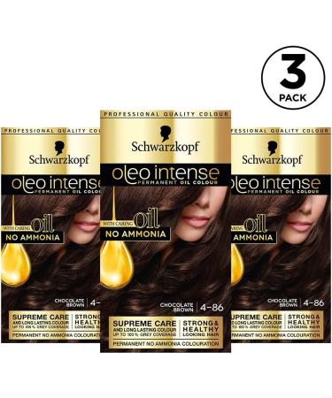 Schwarzkopf Oleo Intense Brown Hair Dye Permanent Oil Colour No Ammonia Covers Greys 4-86 Chocolate Brown (Pack of 3) Chocolate Brown 3 count (Pack of 1) - Buy Online on GoSupps.com