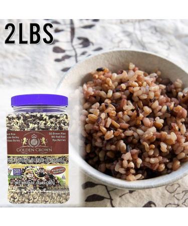 Golden Crown Multigrain Blend - 32 oz (2 LBS) | Premium Quality Sweet Flavorful Vegetarian Grains - Barley, Rye, Berries, Rice | GMO-Free - Buy Online on GoSupps.com