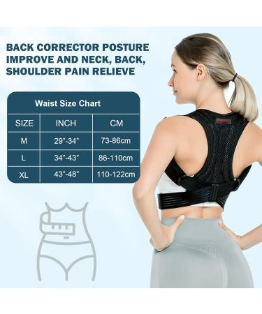 Kungfuren Posture Corrector Back Brace for Men and Women - Lower Back Pain Support Belt in Black XL (43-48) - Buy Online on GoSupps.com