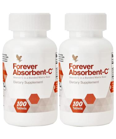 Forever Living - Absorbent-C - Orange Honey Flavor with Oat Bran - Vitamin C for Immune Support and Skin Health - 100 Chewable Tablets (Pack of 2)