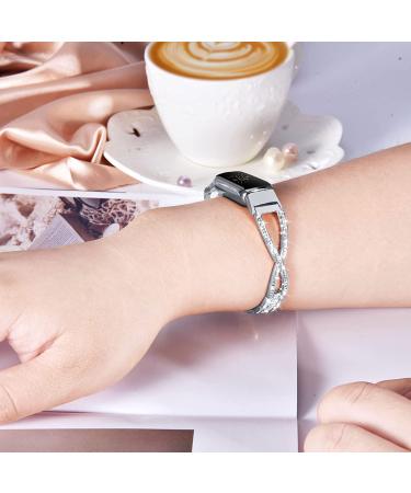 V-MORO Stainless Steel Bling Bracelet for Fitbit Luxe - Adjustable Metal Strap - Buy Online on GoSupps.com