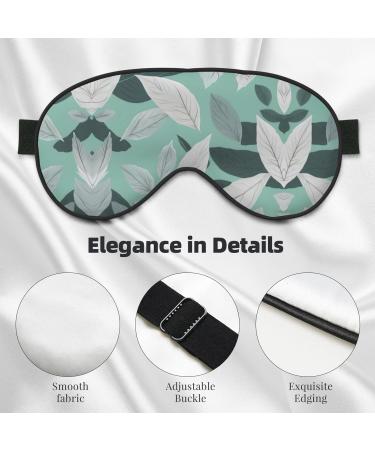Mint Gray Leaves Print Double-Sided Eye Mask | Soft Light Blocking for Better Sleep Quality - Shop Internationally - Buy Online on GoSupps.com