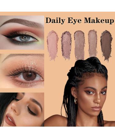 Rosarden 10-Color Eyeshadow Palette - Matte, Nude & Glitter Shades with Eyeshadow Brush - Highly Pigmented Neutral Shadows for Brown Eyes - Buy Online on GoSupps.com