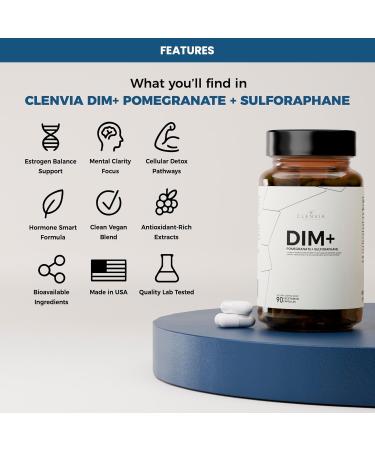 DIM Supplement with Pomegranate & Sulforaphane Estrogen Supplement for Women and Men Diindolylmethane with Antioxidant Ingredients 90 Capsules Vegan Formula with SGS & Fruit Extracts & Non-GMO - Buy Online on GoSupps.com