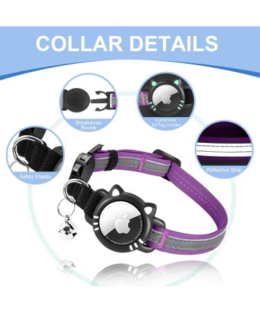 Agoumlux Airtag Reflective Cat Collar with Bell - Adjustable Safety Buckle for Young Cats | Violet (S: 23-33 cm) | International Shipping - Buy Online on GoSupps.com