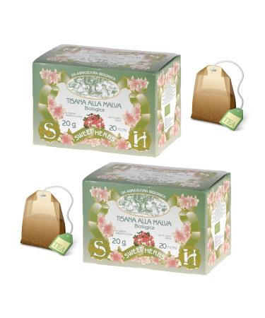 Apicoltura Brezzo Sweet Herbs | Mallow Herbal Tea | Organic Mallow Infusion for Relaxation Evening - 2 x 20 Filters in Individual Bags (40 g)