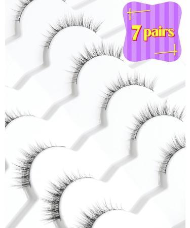 Natural Wispy 3/4 Eye Lashes | Gradient Volume Short False Eyelashes - 7 Pairs HL50 - Shop Internationally - Buy Online on GoSupps.com