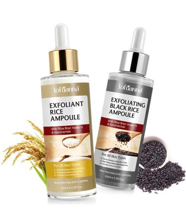 Black Rice Exfoliant+Rice Ampoule Exfoliant Exfoliating Face Scrub & Body Scrub Dead Skin Cells Blackheads Remover For All Skin Types Korean Skin Care 100ml