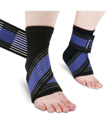 Ankle Brace for Women and Men Ankle Compression Sleeve & Ankle Wrap Ankle Support for Sprained Ankle Achilles Tendonitis (Blue One size fits all) One Size Blue