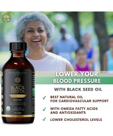 Mother Nature Organics Black Seed Oil - Organic Cold-Pressed Nigella Sativa for Immunity, Digestion & Joint Health - Non-GMO Blackseed Oil with High Thymoquinon - 8 oz - Buy Online on GoSupps.com