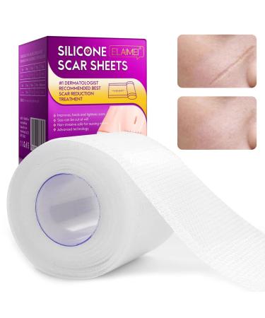Silicon Scar Sheets Clear Gel Silicon Scar Tape Silicone Scar Strips Softens And Repairs Scars For Surgical Scars C-Section Surgery Scar Keloid Burn Acne Washable(1.6 x 60 )