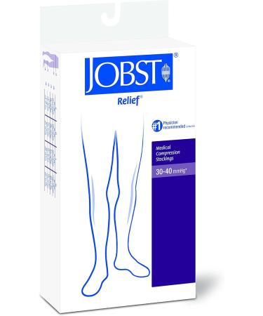 Jobst Relief Open Toe Thigh Highs - 30-40 mmHg Beige Large | Silicone Dot Band Compression Stockings for Improved Circulation - Buy Online on GoSupps.com