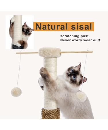 PEQULTI Cat Scratching Post with Sisal Rope, Brush, and Pompom - Grey - Buy Online on GoSupps.com