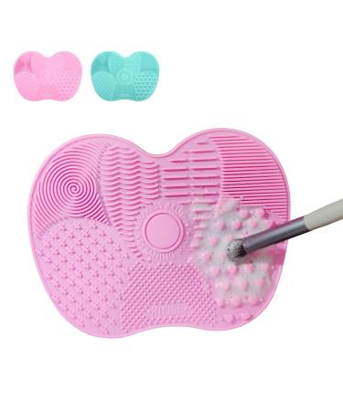 2-Pack Silicone Makeup Brush Cleaning Mat - Portable Scrubber & Wash Tool (Pink & Green) - Effective Brush Cleaner for All Brushes | International Shipping - Buy Online on GoSupps.com