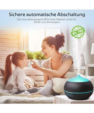 500ml Essential Oils Aromatherapy Diffuser | Ultrasonic Air Humidifier for Bedroom | Wood Grain Design | Black Fragrance Oil Diffuser - Buy Online on GoSupps.com
