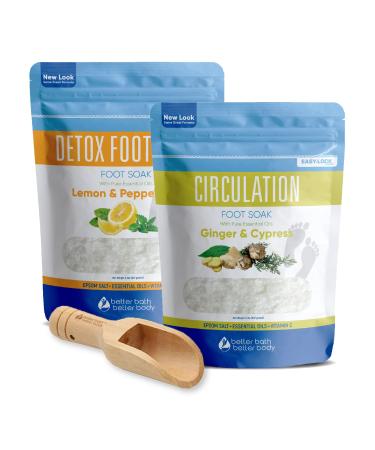 Foot Soak Salts Bundle 2-Pack with Scoop Foot Soaks (2-lbs Each 4-lbs Total) Foot Discomfort, Foot Odor, Soreness, Athletes Foot, Dry Feet, Calluses Made in USA with BPA-Free Easy Lock Pouch 2 Pound (Pack of 2)