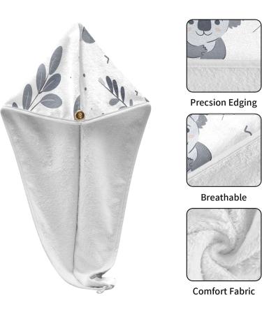 Cute Koala Hair Towel Set for Kids - Super Absorbent Quick Dry Turbans | 2 Pack Head Towels with Button Wraps for Women & Girls - Buy Online on GoSupps.com