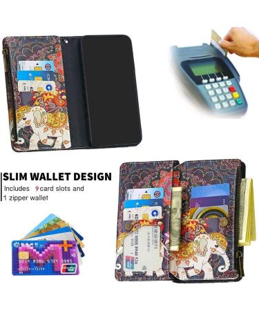 Miago Huawei Y5 2019 Leather Wallet Case - Colorful 9 Card Slots Elephant Flower Design Protective ZIP Flip Shell - Buy Online on GoSupps.com