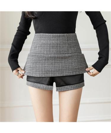 Wool Plaid Mini Skirt for Young Women | Casual A-Line Fashion | Autumn & Winter Gray Short Skirt - Buy Online on GoSupps.com
