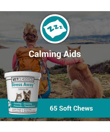 Vet Classics Stress Away Calming Anxiety Aid Soft Chew Supplement for Dogs and Cats - Melatonin & Ginger, 65 Chews - Buy Online on GoSupps.com