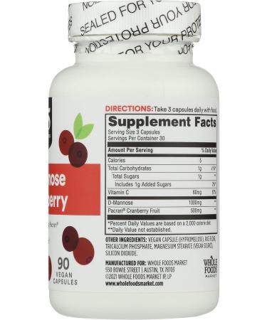 365 D-Mannose with Cranberry 90 Count - Whole Foods Market - Buy Online on GoSupps.com