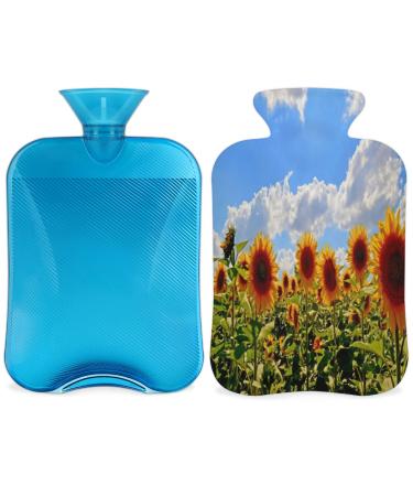 Summer heat bottle with a fluffy cover 2 l capacity yellow sunflower bottle for cozy nights relieves pain back neck and shoulders
