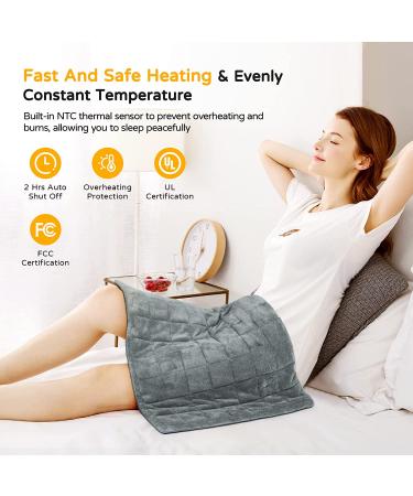 Large 3.4lb Weighted Heating Pad for Back Pain Relief - Fast Heating, 4 Levels, Auto Shut Off - Dry/Moist Therapy Options - Washable - 20x24 Grey - Buy Online on GoSupps.com