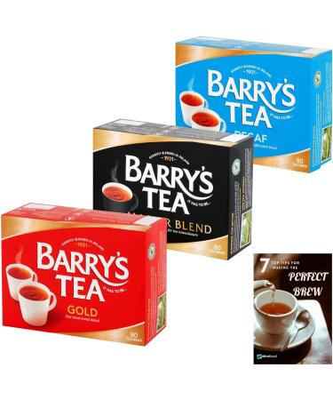 Barrys Tea Bags Tea Selection Bundle - 240 Tea Bags with Barry's Tea Gold Blend Barrys Tea Master Blend and Barrys Tea Decaf Blend Including Mint Retail Perfect Brew Guide - Buy Online on GoSupps.com