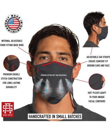 Adjustable Charcoal Grey Reversible Face Mask - Soft Washable & USA Made for Medium to XLarge Faces - Buy Online on GoSupps.com