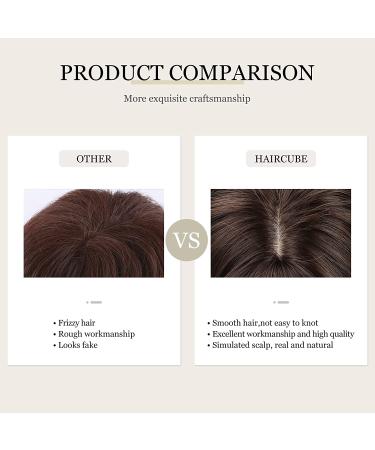 HAIRCUBE Short Brown Curly Wavy Bob Wig with Bangs - Heat Resistant Synthetic Honey Brown Wig for Women - Buy Online on GoSupps.com