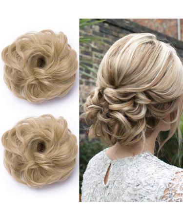2PCs hair tie hair parts bun hair parts hair extensions like real hair cheap rubber band of course updo hair extensions hair thickening 70g/pack #ascheblond 35 g ashblond