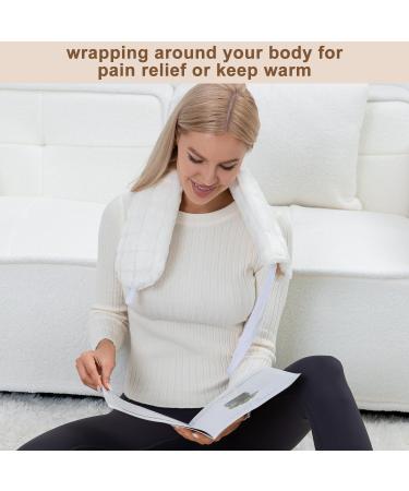 OWOZOI Long Hot Water Bottle 72cm - Soft Furry Cover with Hand Pocket & Strap | Full Body Wrap for Pain Relief & Bed Warmth - Cream - Buy Online on GoSupps.com