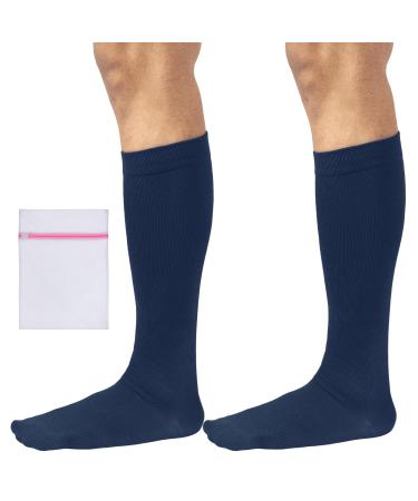 360 RELIEF - Flight Compression Socks Supports | Blood Circulation Travel Work 3XL 2Pairs-Blue