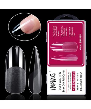 INPING Gel Nail Tips 240PCS - Oval Pre-Shaped Half Full Cover Transparent Extensions - Break Resistant False Nails for Home DIY Manicure - Buy Online on GoSupps.com