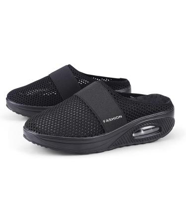 Women's Air Cushion Slip-On Walking Shoes | Orthopedic Diabetic Mesh Clogs & Mule Slippers - Black Size 6.5 - Buy Online on GoSupps.com