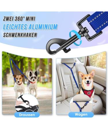 Nasjac Double Dog Leash - No Tangling 360 Rotatable Adjustable Bungee Leash for Small Medium & Large Dogs - Light Blue Perfect for Running & Training - Buy Online on GoSupps.com