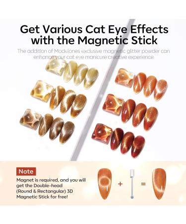 Modelones Cat Eye Gel Nail Polish Set 6 Colors Holographic Orange Brown Nude Gel Polish Glitter 9D Magnetic Gel Polish Autumn Gel Polish with Magnet Nail Art DIY Salon For Women - Buy Online on GoSupps.com